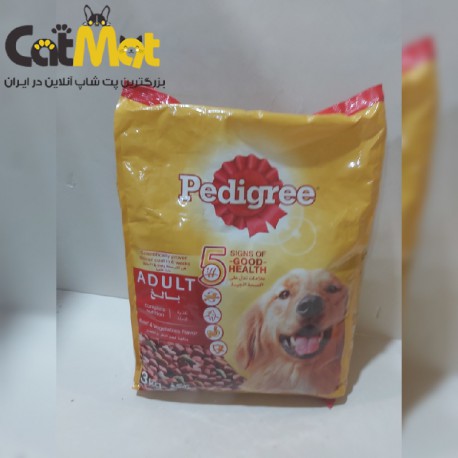 غذا خشک pedigree مخصوص سگ بالغ با طعم گوشت 3 کیلو